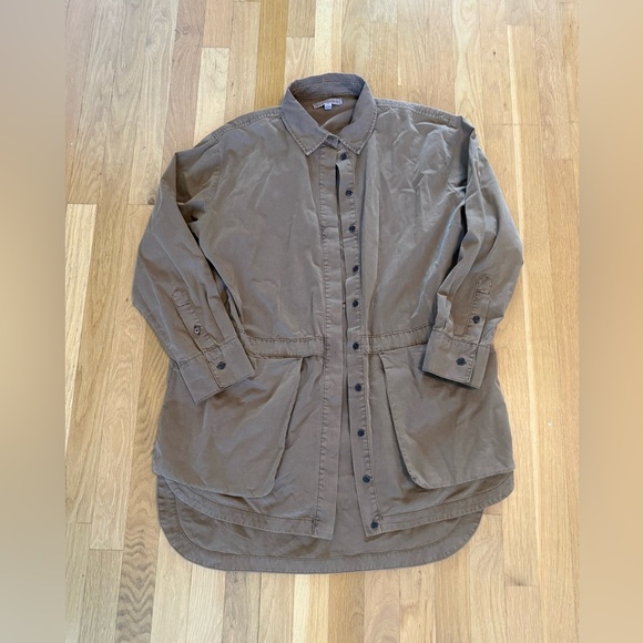 COTTON TWILL UTILITY TUNIC Beige Tan Banana Republic Button down jacket M - Picture 4 of 15